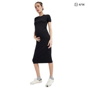 Hatch Maternity The Eliza Midi Knit Dress Black - Size 0